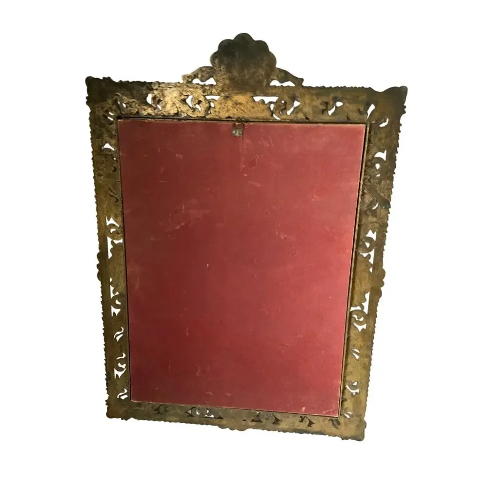 Gorgeous Vintage Brass Frame Currently Has Print of Girl Praying NO GLASS